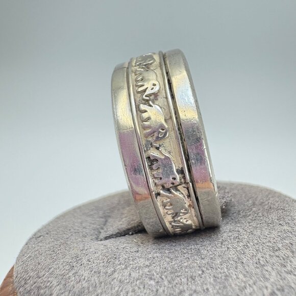 VTG Solid Sterling Silver 925 Elephant Design Spinner Band Ring Size 11.75 - Picture 8 of 14